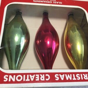 Vintage 3  Teardrop Ornaments